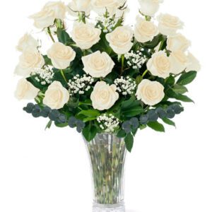 2 Dozen White Roses Long Stem